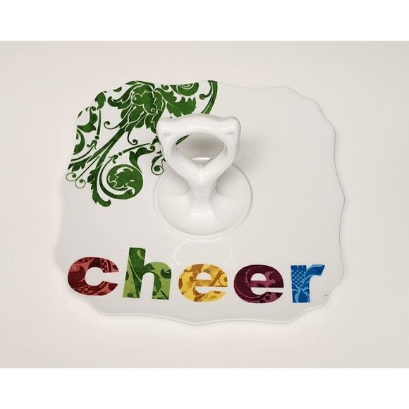Rosanna Studio "Cheer" Square 9.5" X 9.5" Ceramic Tidbit Tray Serving Tray - Picture 2 of 7